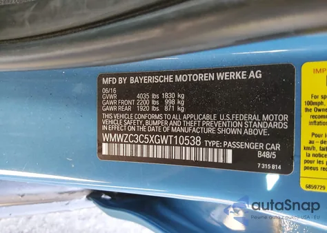 2016 Mini Countryman Cooper S z USA, uszkodzony, nr VIN WMWZC3C5XGWT10538